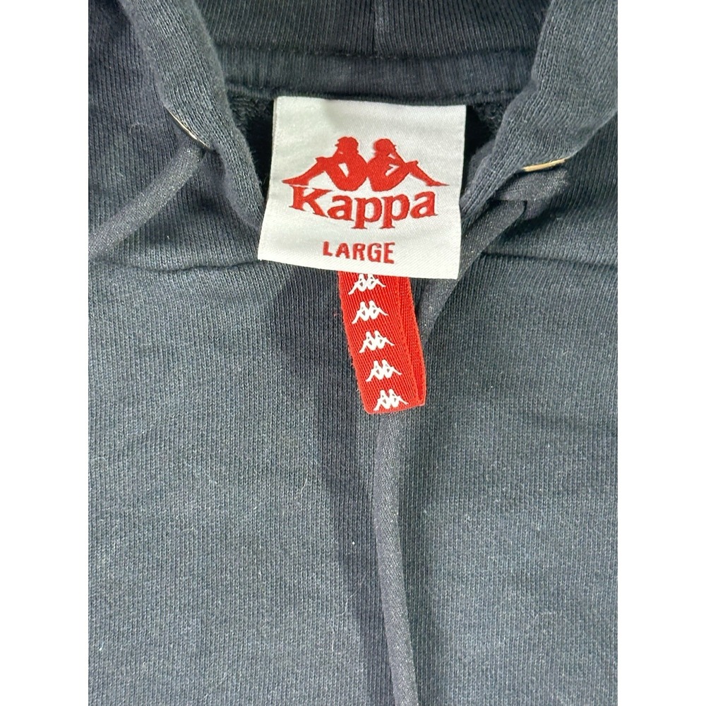 Kappa Since 1967 Hoodie Black Gray Logo Tape Pullover Sweatshirt Men's L - Picture 2 of 4